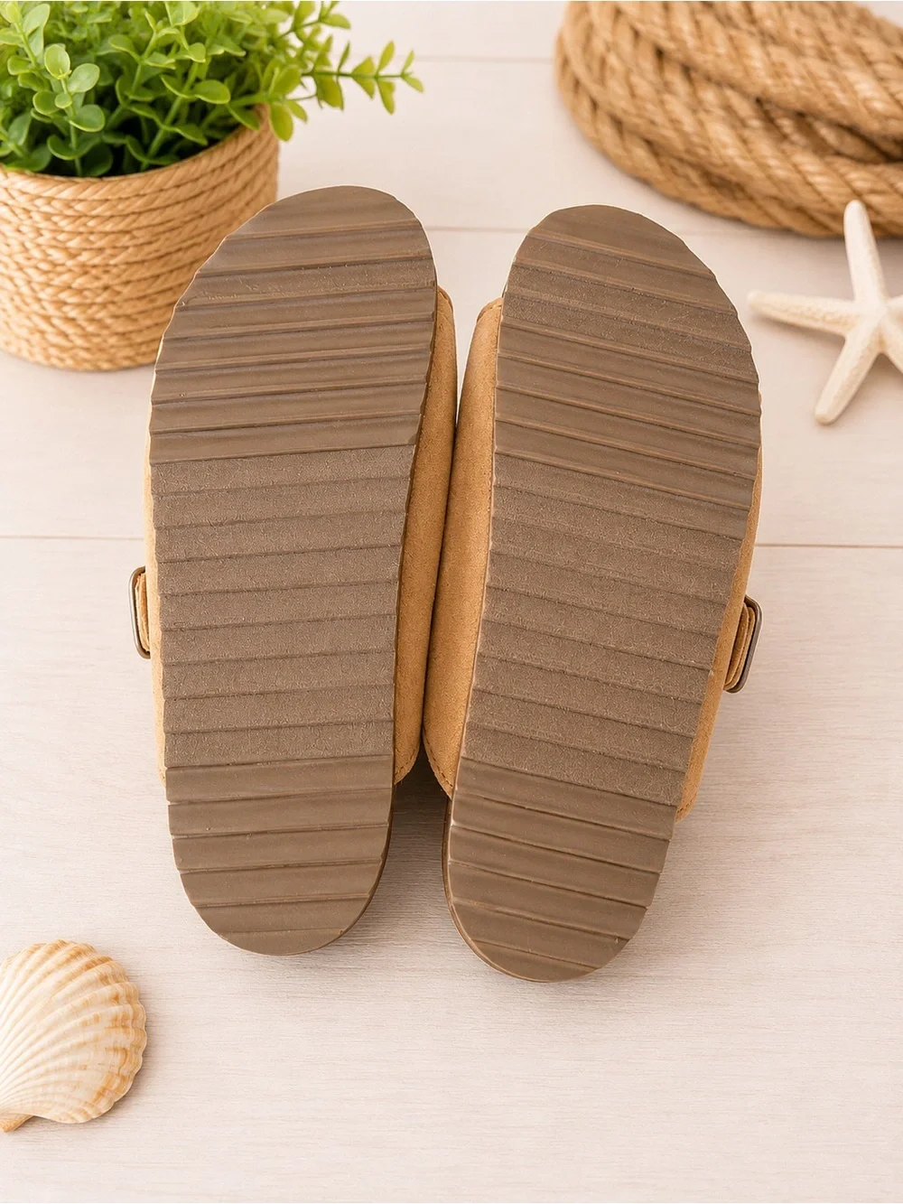 Old Navy Kids Tan Double-Buckle Slide Sandals